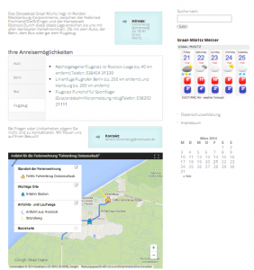 Screenshot: Anfahrt+Kontakt der Webseite Ferienwohnung Graal-Müritz