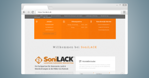 Sonilack Mockup der Startseite